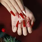 Накладные ногти, рождественские гробы, накладные ногти, накладные ногти со съемным дизайном, накладные ногти балерины, накладные ногти с полным покрытием, накладные ногти