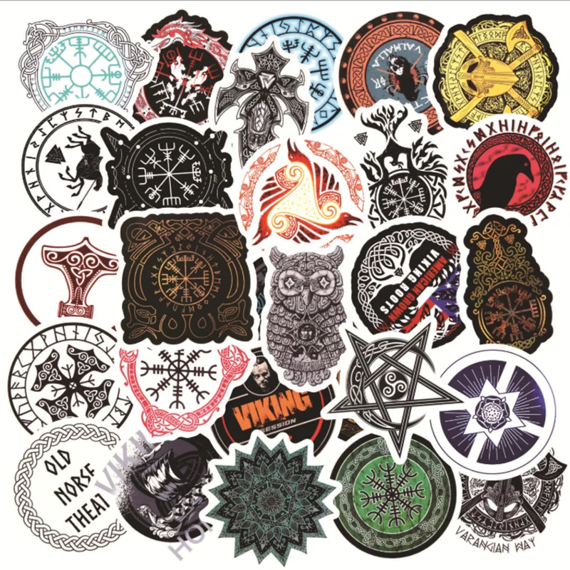

10/30/50 PCS Viking Totem Rune Cartoon Graffiti Bike Water Cup Guitar Motorcycle Waterproof Trolley Case Sticker Toy Wholesale