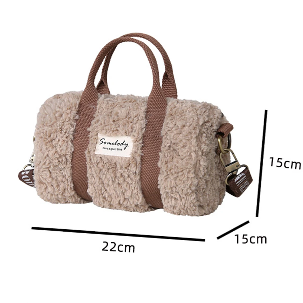Winter Lambswool Handbag Designer Small Soft Plush Crossbody Bags for Women Fashion Wide Strap Women Shoulder Bag 2021 Mini Bag
