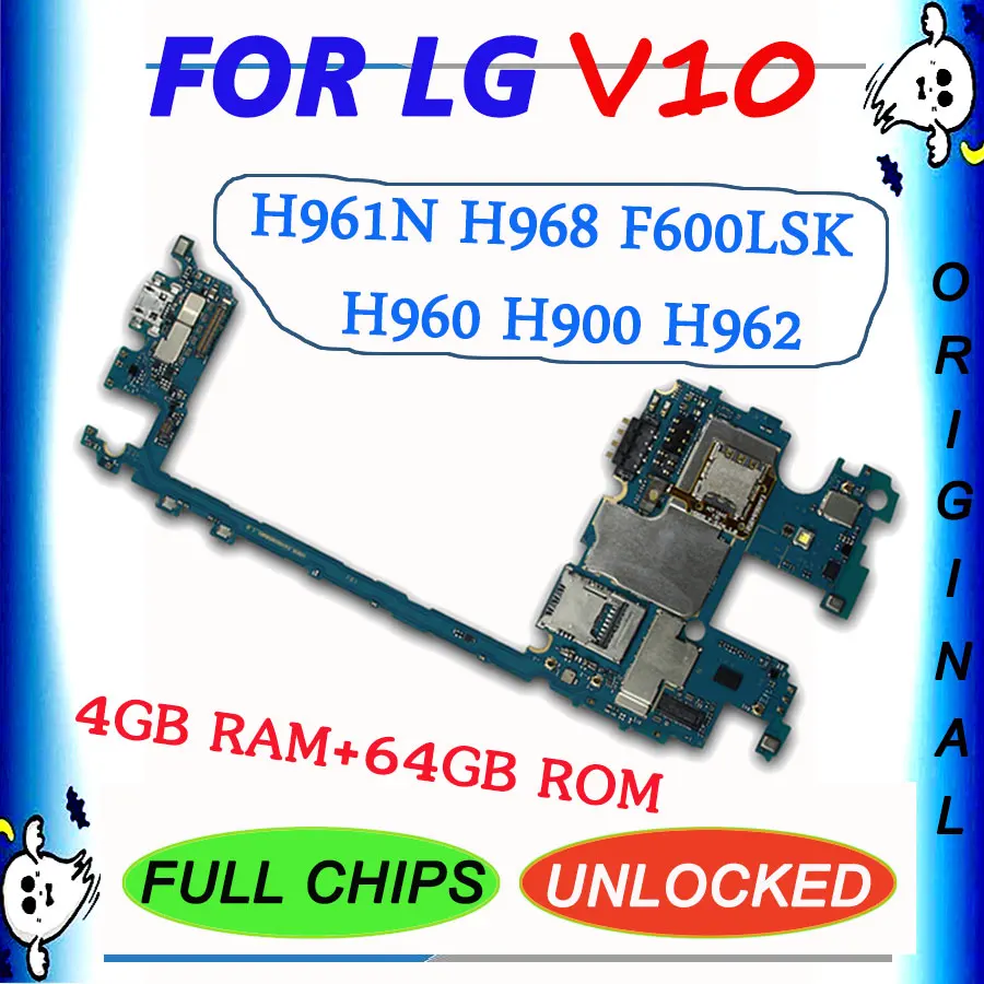 Оригинальная материнская плата разблокировки для LG V10 H968 H960A H960 H962 H961 H961N H900 H901 VS990