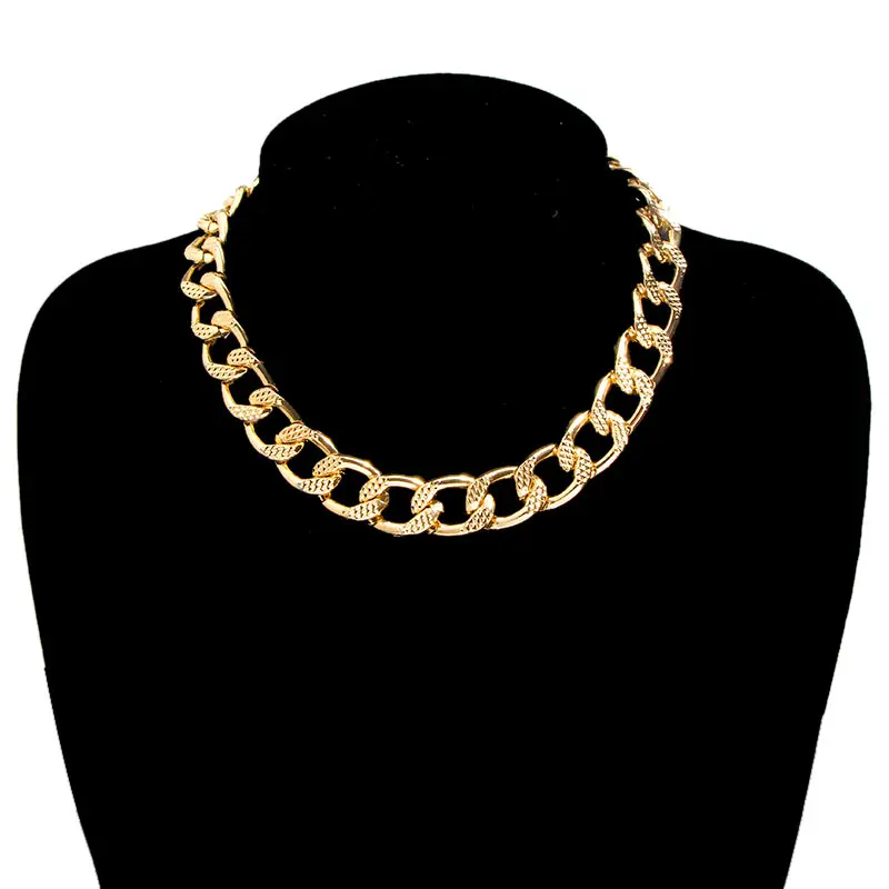 Плоское увеличенное чокер с массивной цепью ожерелье s-образным воротничком для