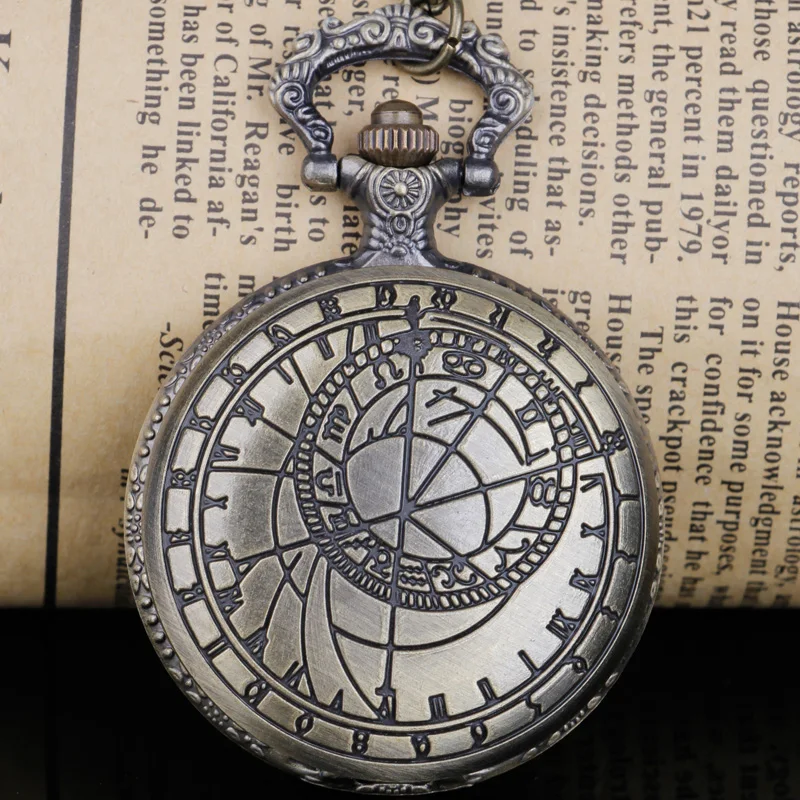 

Retro Geometric Pattern Quartz Pocket Watch Necklace Chain Pendant Exquisite Clock Steampunk Watch Classmate Friends Gift