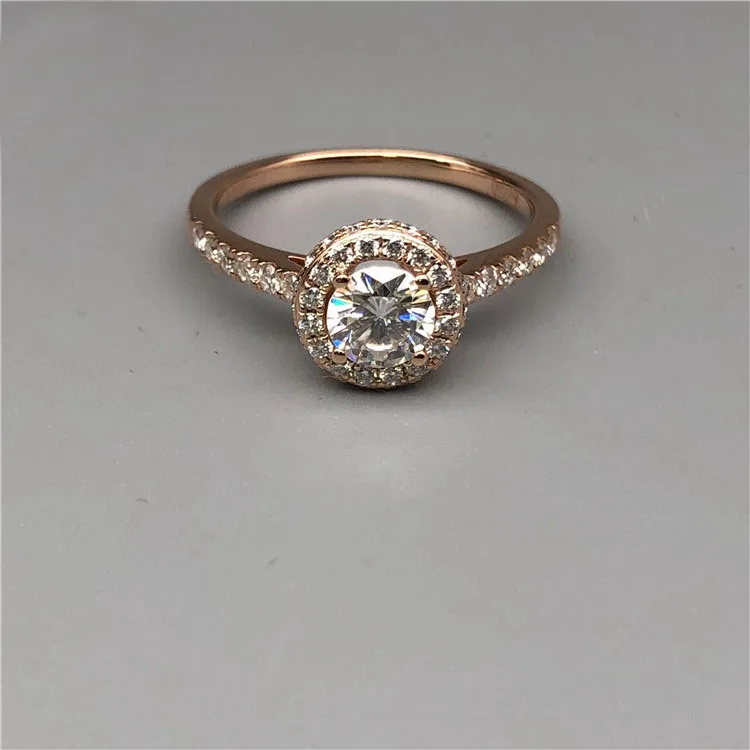 Кольцо из 10K розового золота с круглым моиссанитом 1, 2, 3, 4 или 5 карат для женской свадьбы, юбилея, помолвки - элегантное и модное.