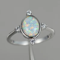 hot selling s925 silver rings white opal dainty rings for women engagement wedding rings 925 sterling silver jewelry