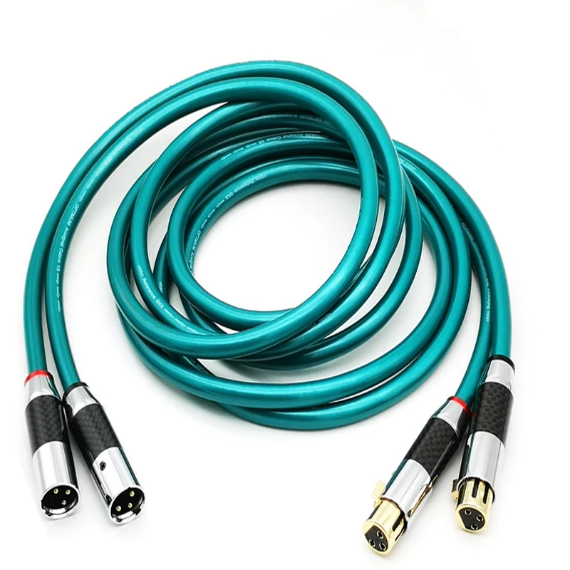 

Hi-End A Pair Of Green Ortfon OCC Balanced Signal Cable With Carbon Fiber 3pins XLR Balanced cable