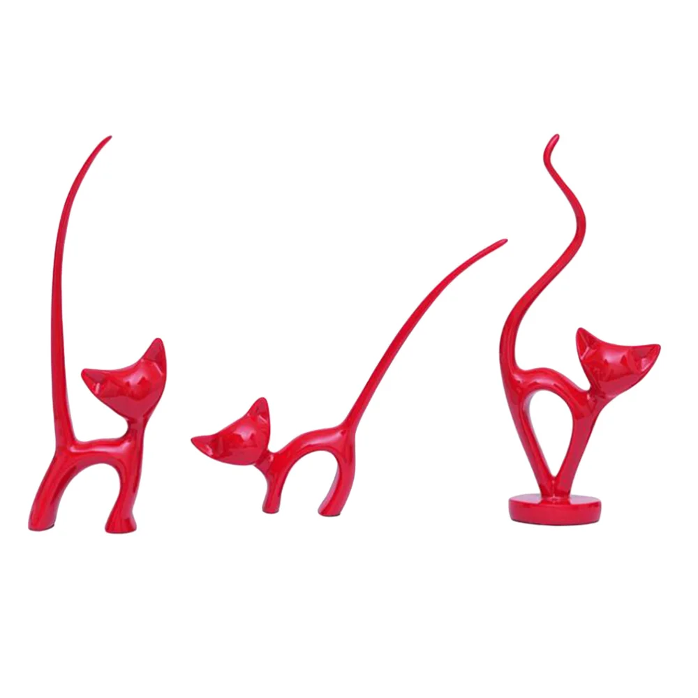 

1 Set of Red Cat Shape Household Decoration Home Ornaments Indoor Decorative Props for Home Indoor Red