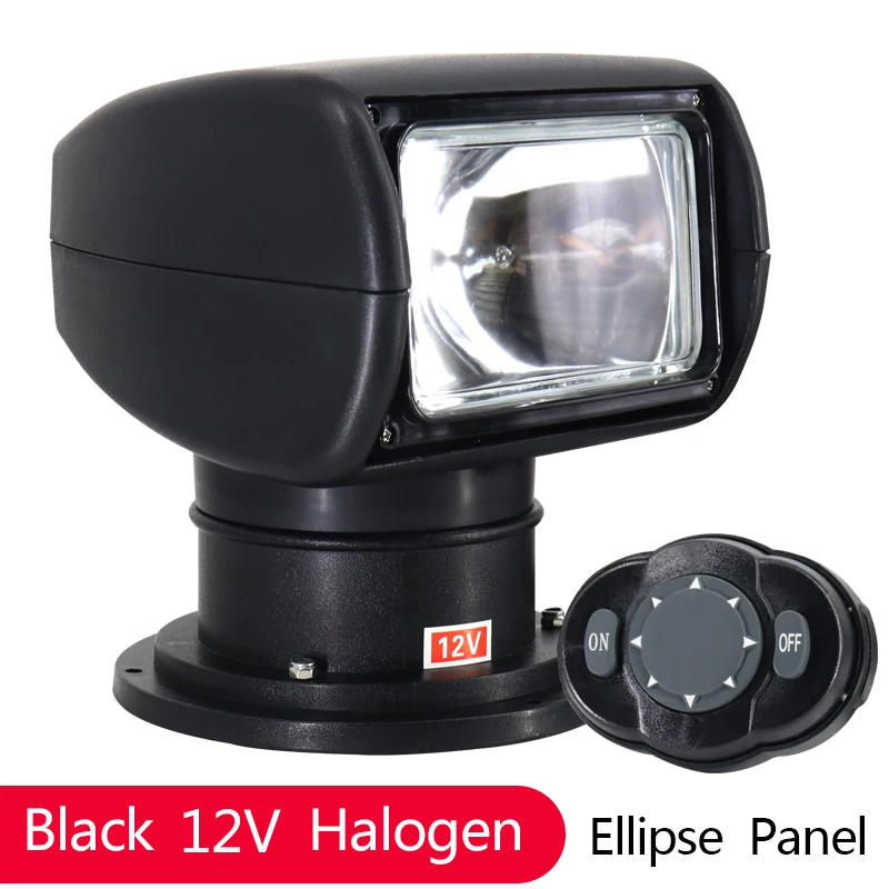 black h 12V ellipse Фара-прожектор для лодки с дистанционным управлением 12В 24В 100 Вт лампа для яхты прожектор морской прожектор для грузовиков автомобильные комплекты - Цвет: black h 12V ellipse