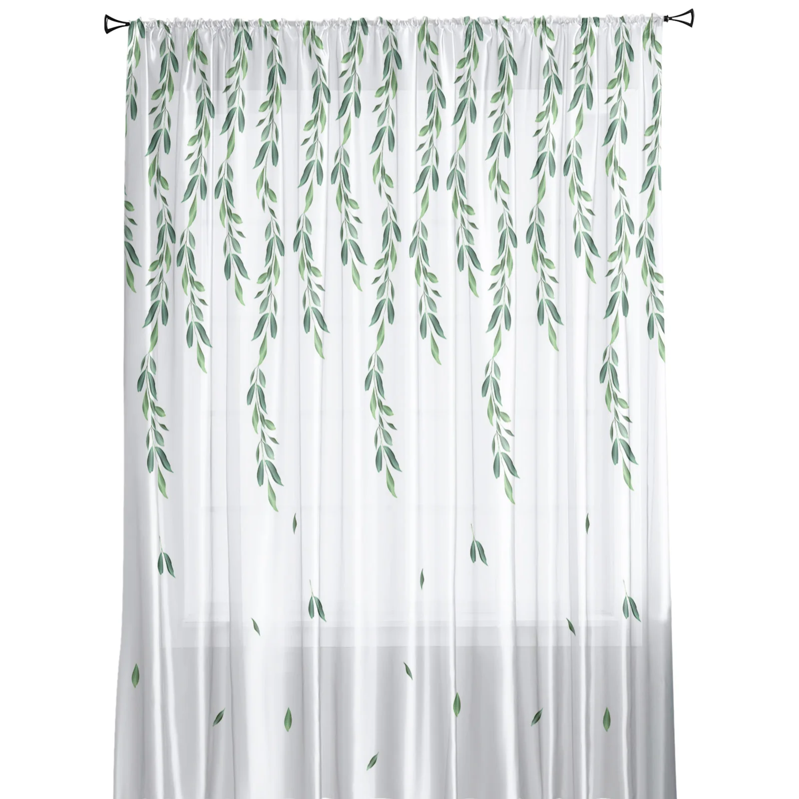 Завод зелеными листьями прозрачные Занавески на окна для Гостиная Спальня