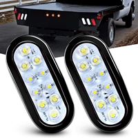 6in oval white led tail 2pcs wsurface mount grommets plugs ip65 waterproof stop brake turn trailer lights for rv truck jeep