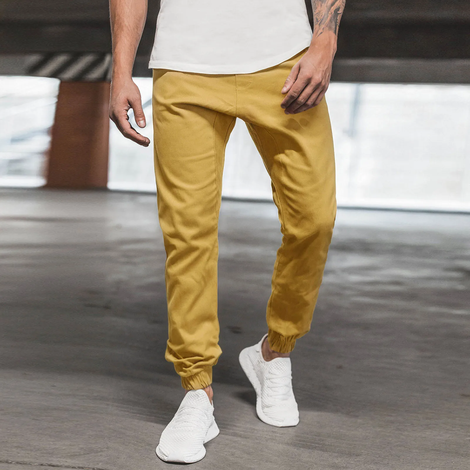 

Male Trousers Mens Casual Fitness solid Bodybuilding Pocket Skin Full Length Sports Long Pants Pantalon Hombre Sweatpants#G30