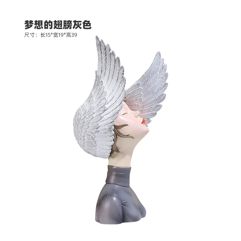 

Nordic Modern Character girl boy Wings Sculpture Ornaments Art Home decor Accessories Living room TV hogar desk decoracion gift