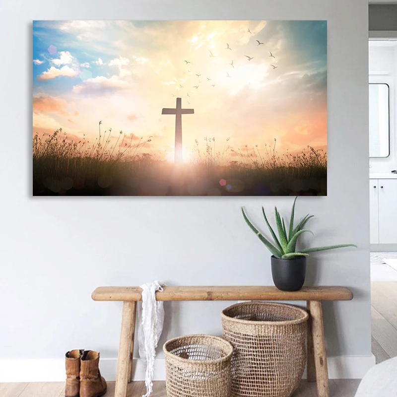 Jesus Cross Painting Christian Wall Art Religious Canvas Poster and Prints for Living Room Decoration Cuadros | Дом и сад