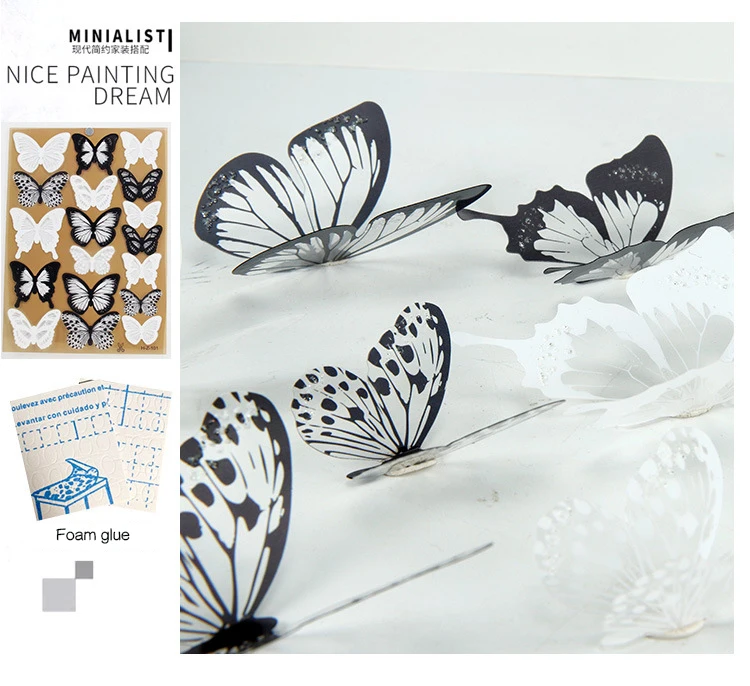 Бесплатная доставка 18 шт./лот 3d эффект хрустальные бабочки настенные наклейки