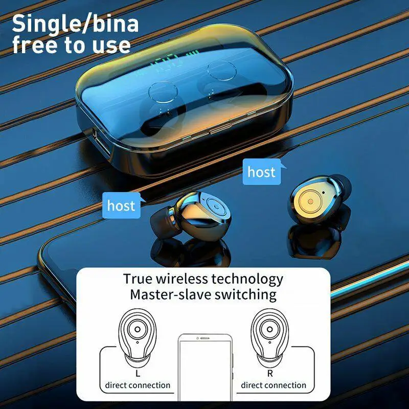 

Wireless Bluetooth 5.0 Earbuds Binaural Call Digital Display TWS Noise Reduction IPX7 Waterproof Earphones 3600mAh Charging Box