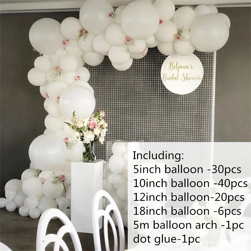 

98pcs White Latex Balloon Garland Arch Kit Wedding Party Supplies Birthday Valentine's Day Decoration