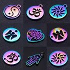 5 шт.лот, нержавеющая сталь, Радужный цвет, Инь Ян, сделай сам, Ювелирное Украшение, шарм, оптовая продажа, ожерелье, подвеска, солнечные соединители, подвески