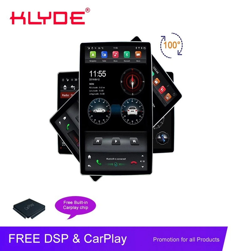 Универсальная автомобильная магнитола Tesla 12 8 дюйма с поворотом на 100 ° IPS 2 Din Android 9