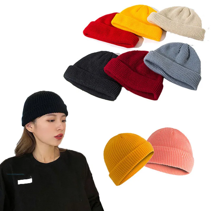 

Winter Hats For Woman Fashion Women Keep Warm Caps Beanies Solid Color Knitting Hat New Adult Cover Head Casual Cap