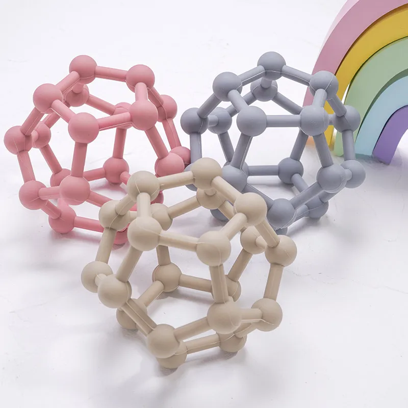 

BPA Free Newborns Silicone Chewing Teether Toy Ball Easy To Clean Baby Products Hand Catch Ball Children's Products