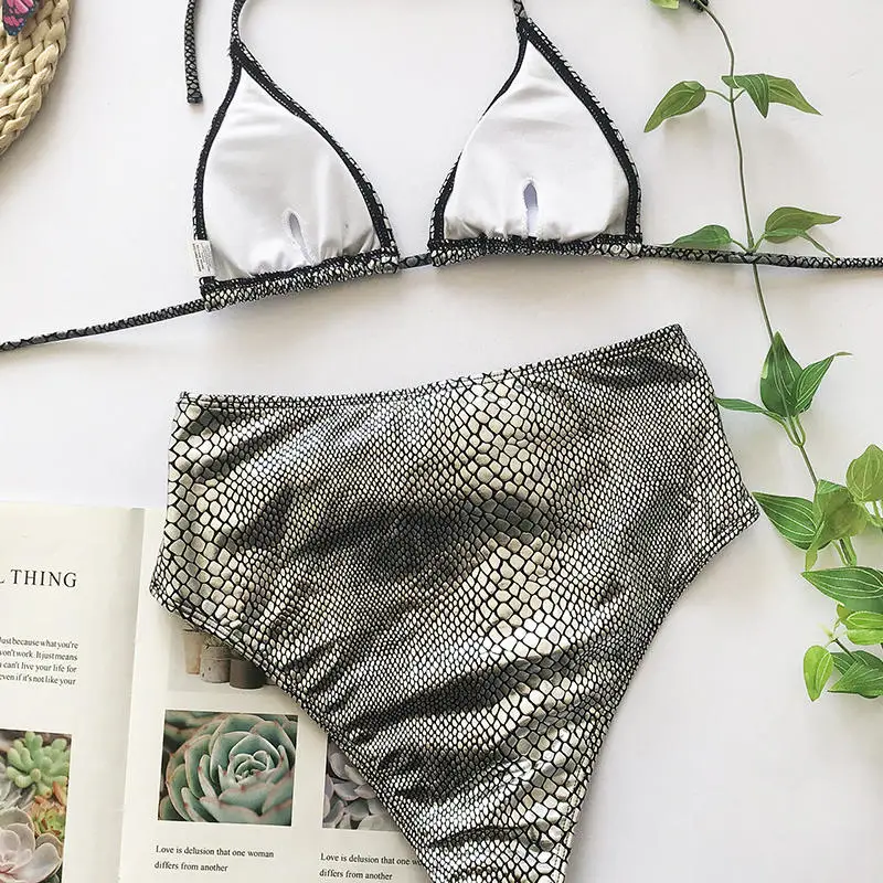 

Hirigin Thong Bikini Set 2020 Spring Women Swimwear Crocodile Pattern Push Up Padded Swimwear Women Bath Suit Summer Beachwear