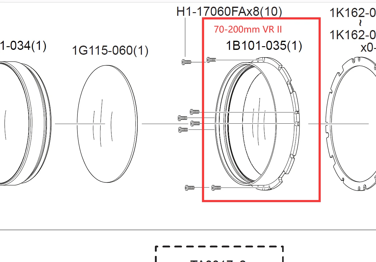 

New Original 70-200 For Nikon AF-S forNikkor 70-200mm F/2.8G ED VR II 1st LENS-G REAR UNIT lens glass 1B101-035 Repair Parts