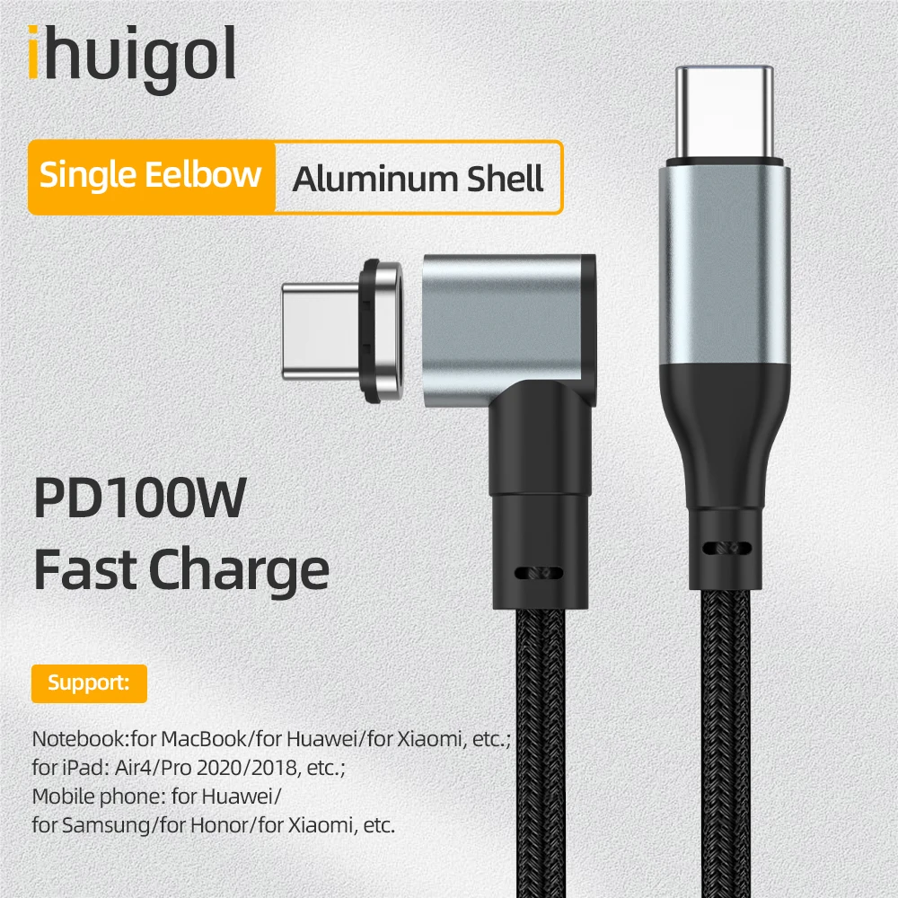 

ihuigol 5A 100W USB C to USB Type C Magnetic PD Fast Charger Cord for MacBook Pro iPad Samsung Xiaomi Laptop Data Sync Wire Cord
