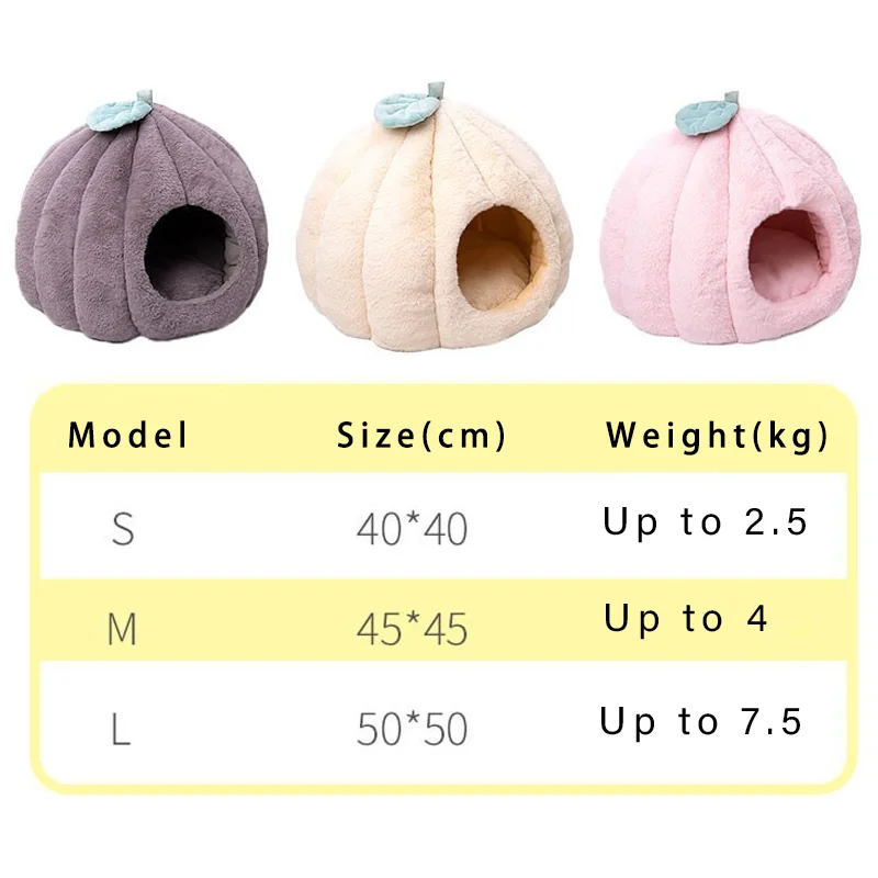 Perrera en forma de calabaza para gato, alfombra c&aacute;lida para gato, coj&iacute;n extra&iacute;ble y lavable, manta para gato, suministros para cama, yurta-1
