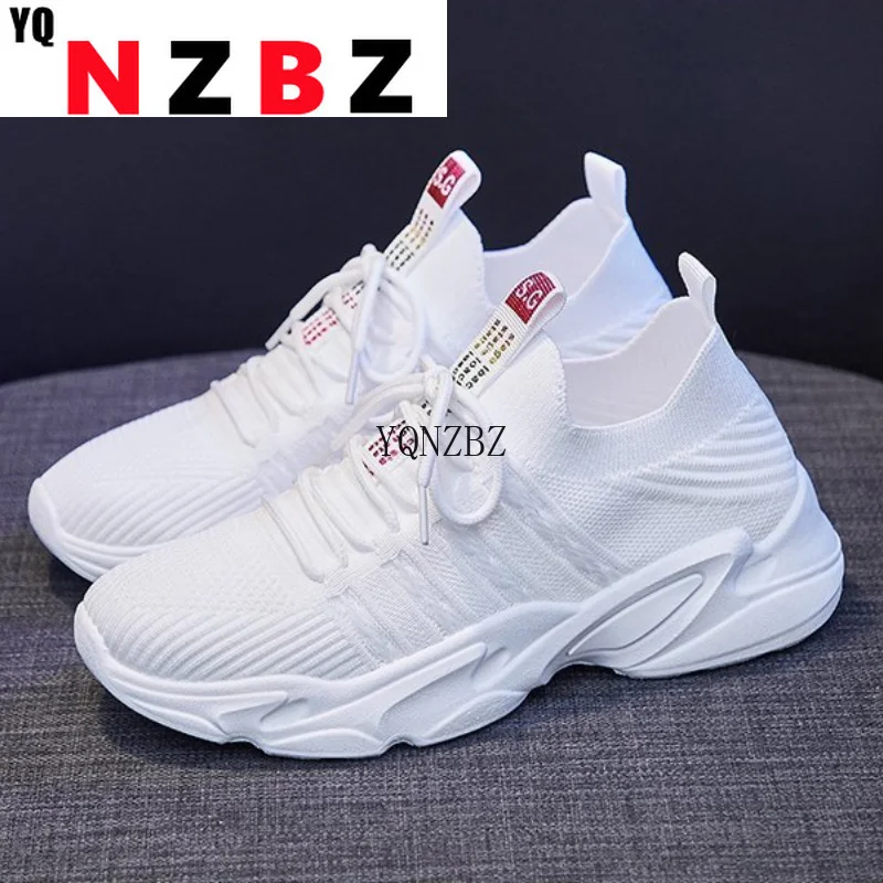 

New Women's Sports Shoes Spring and Summer New Breathable Knitted Casual Sports Thick-soled Vulcanized Shoes Loafers Sneaker