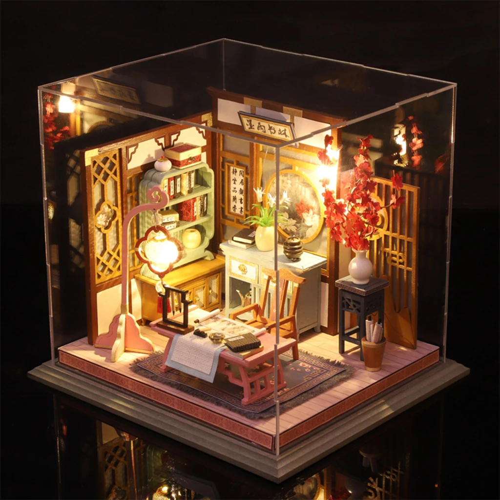 

Handcraft Modern Dollhouse w/ Realistic Furniture & Battery Case Wood DIY Building 3D Puzzles for Girls
