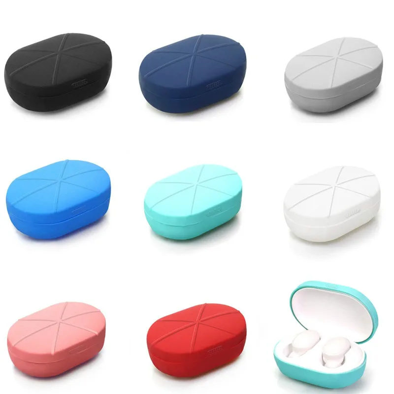 Мягкий Цветной силиконовый чехол для наушников Redmi Bluetooth гарнитура AirDots Молодежная версия гарнитура защитный чехол Коробка для хранения