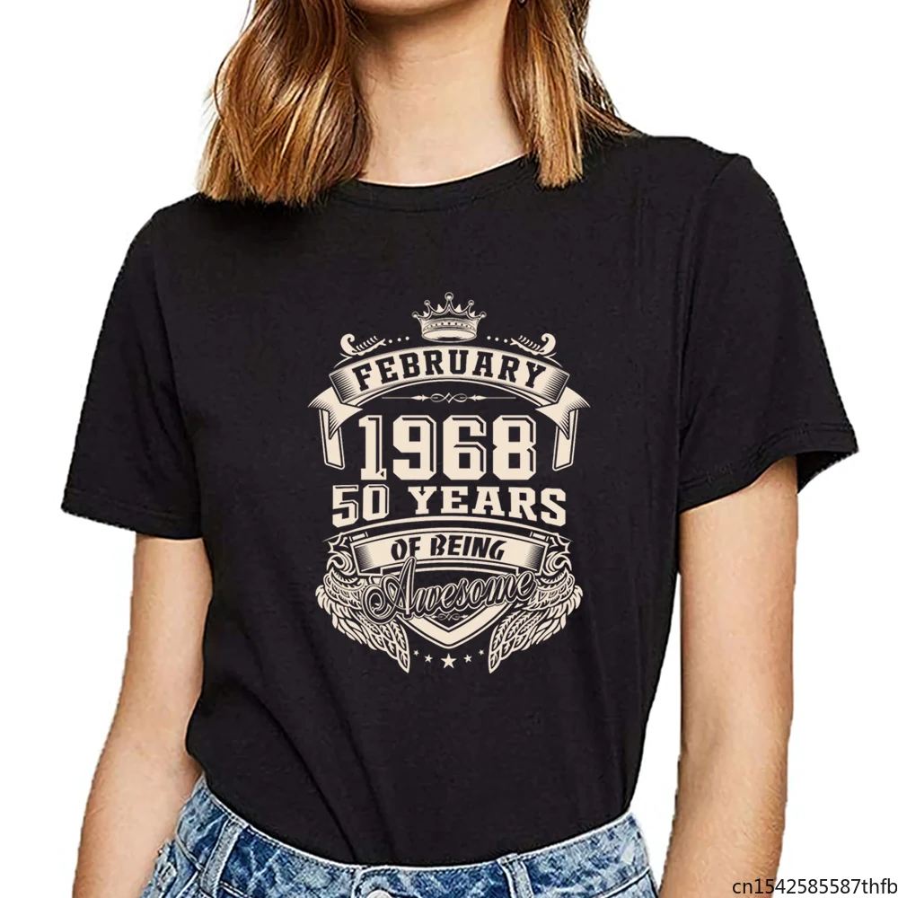 

Tops T Shirt Women Born In February 1968 Fashion Short Female Tshirt
