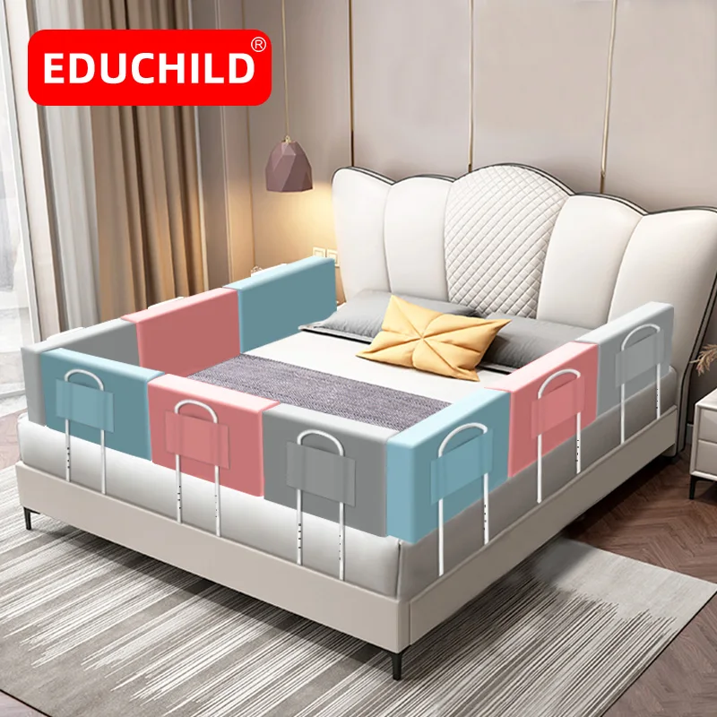 

Educhild Bumper Newborn Bed Fence 60cm Adjustable Bed Barrier Fence Safety Guardrail Home Playpen on Bed Crib Rails 0-6 Years