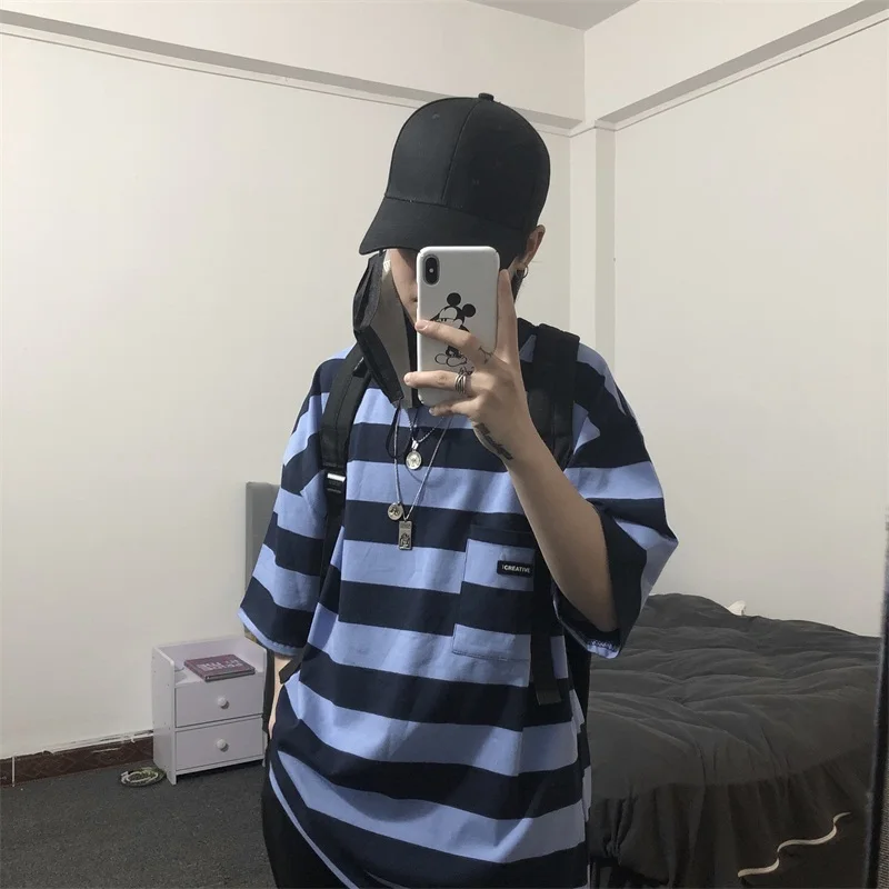 Harajuku Ulzzang, большие размеры, футболка, японский мультфильм, аниме, принт, футболки, лето, женская футболка с коротким рукавом, повседневные кавайные Топы - Цвет: Xian 540 lan