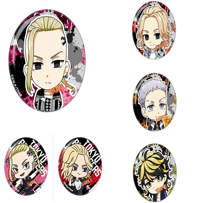 

6cm Anime Badge Tokyo Revengers Cosplay Takemitchi Hanagaki Tachibana Hinata Metal Brooch Christmasbirthday Gift
