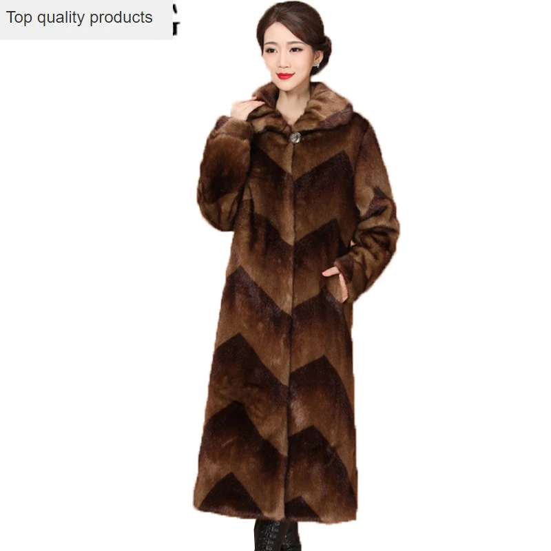 

MLCIYG Autumn Winter Mink Fur Coat Jacket Women 2020 Fluffy Warm Long Overcoat Plus Size M-5XL chaqueta invierno mujer LX300