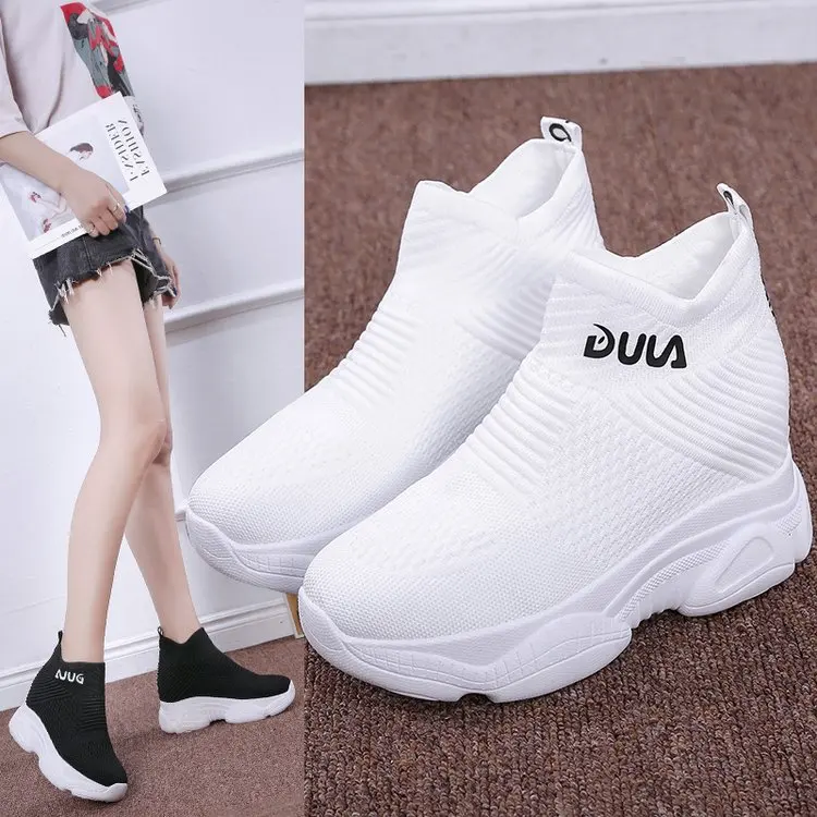 Женские осенние ботильоны на скрытой танкетке кроссовки платформе женские