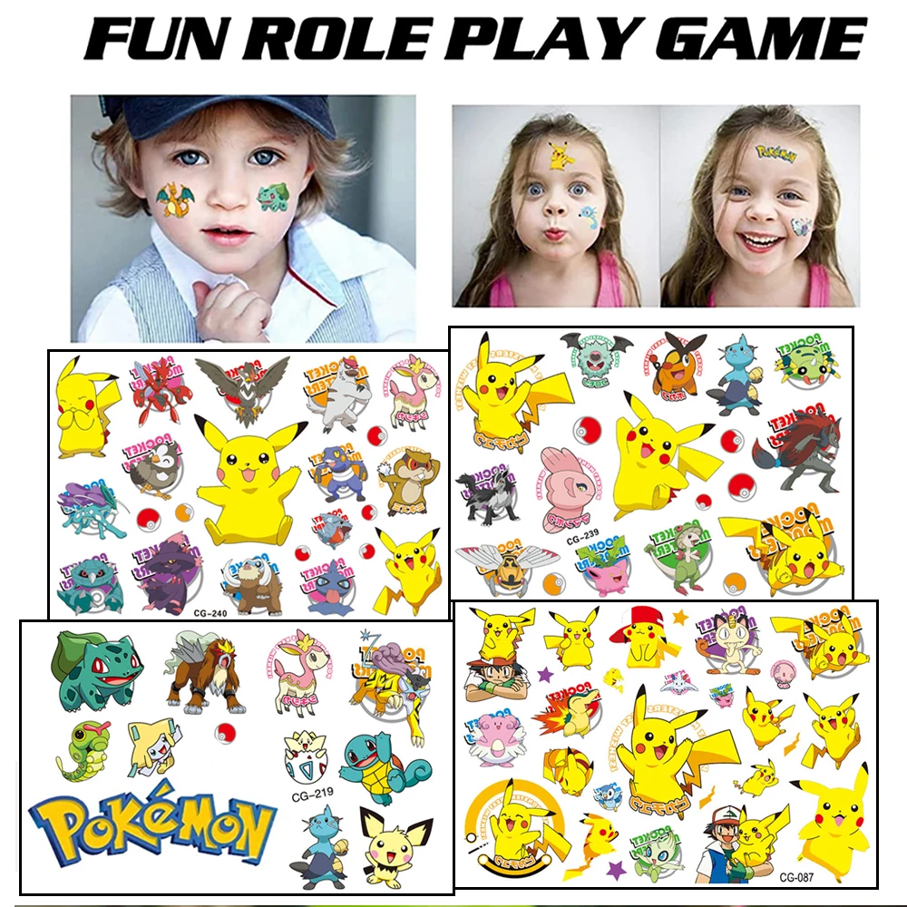 

Pokemon Tattoo Sticker 1sets Originales Pikachu Cartoon Action Figure Anime Sticker Surprise Christmas Birthday Gifts