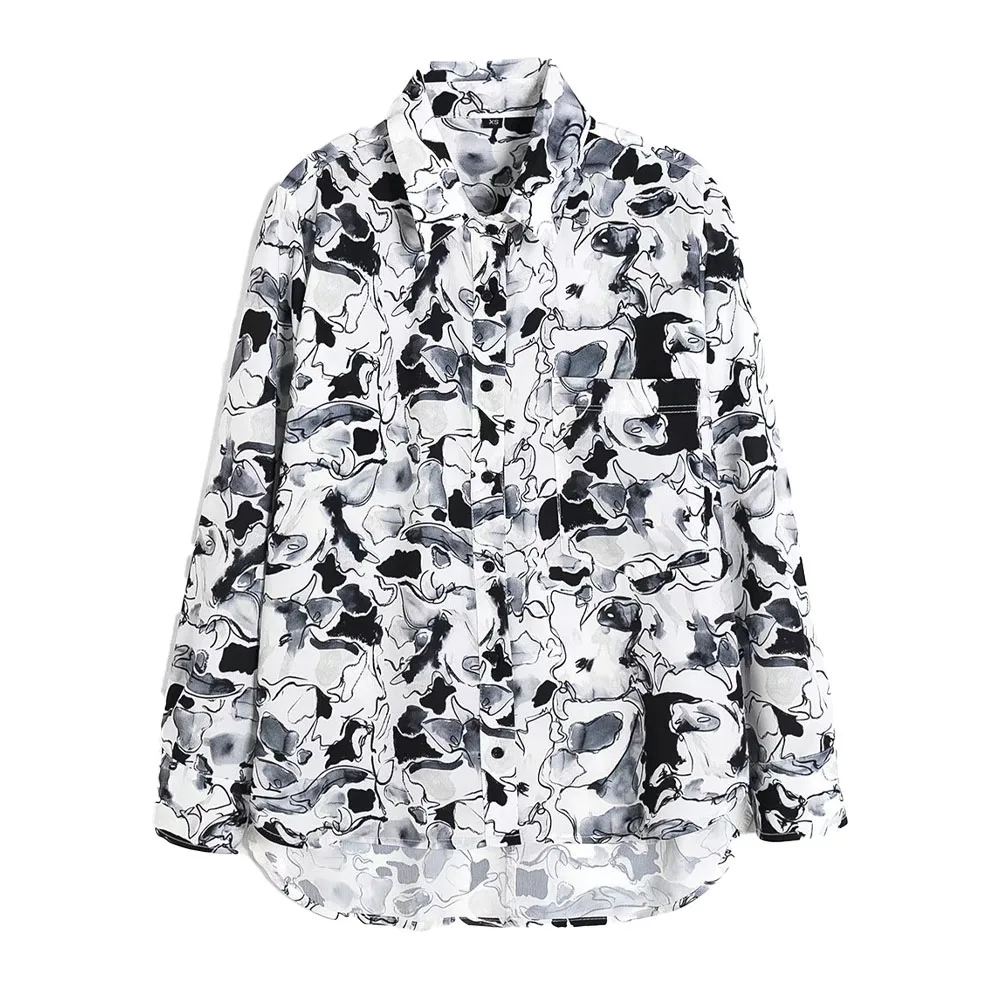 

Женская Асимметричная блузка на пуговицах, свободная винтажная блузка с длинным рукавом, лето 2022