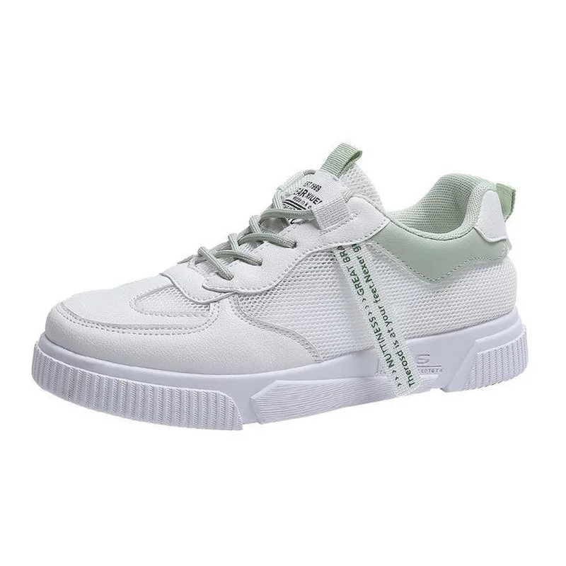 

Thick-soled Mesh Shoes White Shoes Ladies 2021 Summer Cross Straps Casual Flat-bottomed Deep Breathable Student Shoes Women