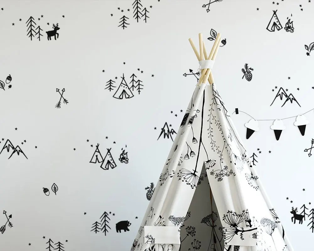 Новый дизайн этнический лес виниловые наклейки на стену для детских комнат