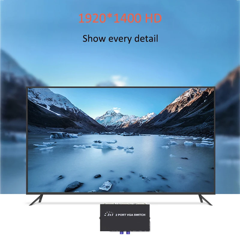 1 ВХОД 2 ВЫХОДА VGA HD двухсторонний переключатель 1920*1440 @60Hz видеоразветвитель преобразователь адаптерная коробка порт для компьютера HDTV ПК включен.
