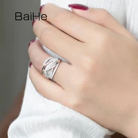 BAIHE Solid 14K WhiteRose Gold 14ct Round cut Natural Diamonds Fine Jewelry Wedding Ring Engagement Gift Trendy Diamond Ring