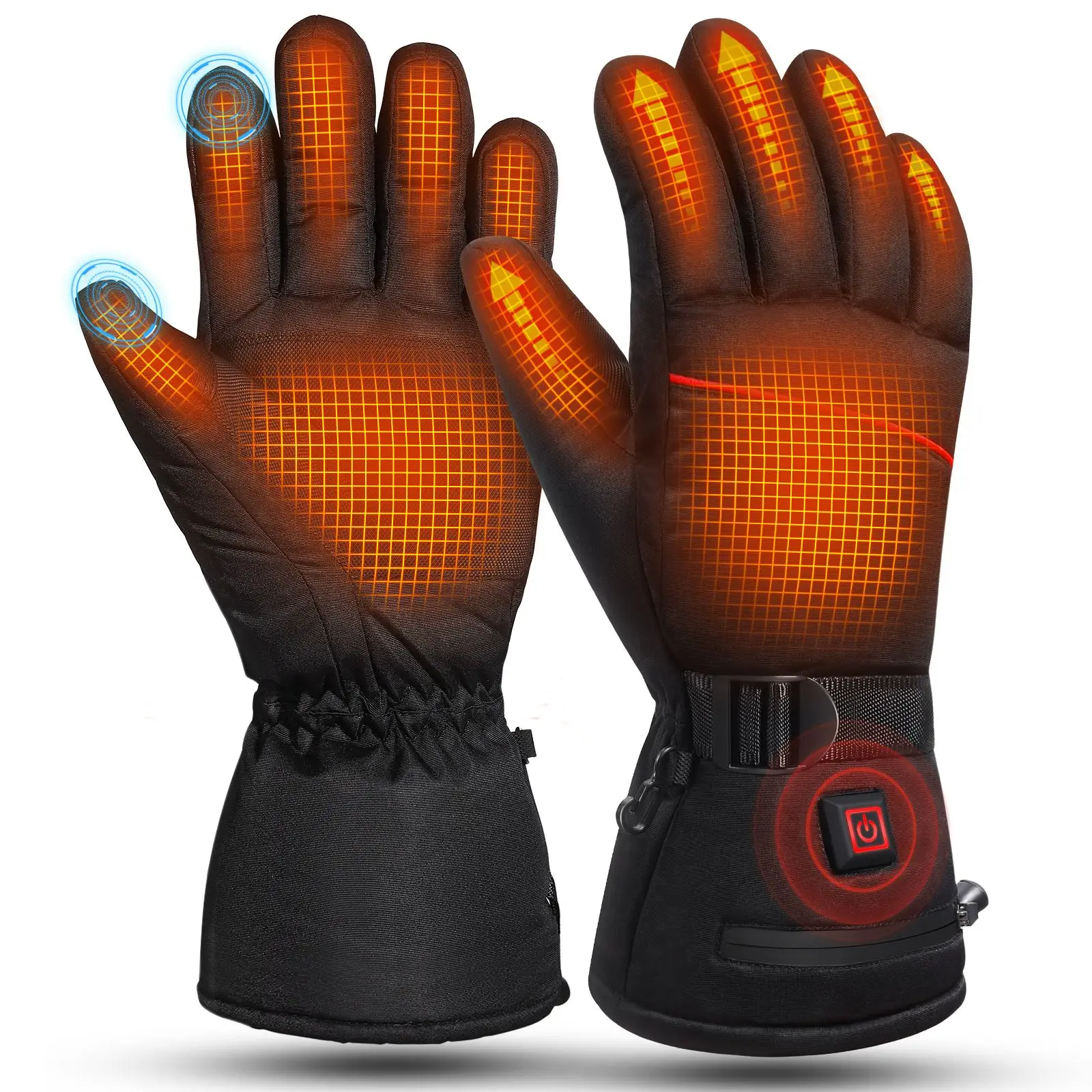 

MOVTOTOP 5000mAh 3 Levels Rechargeable Heated Gloves Winter Hand Warm Gloves for Skiing Cycling Riding Size M (Black and Red)