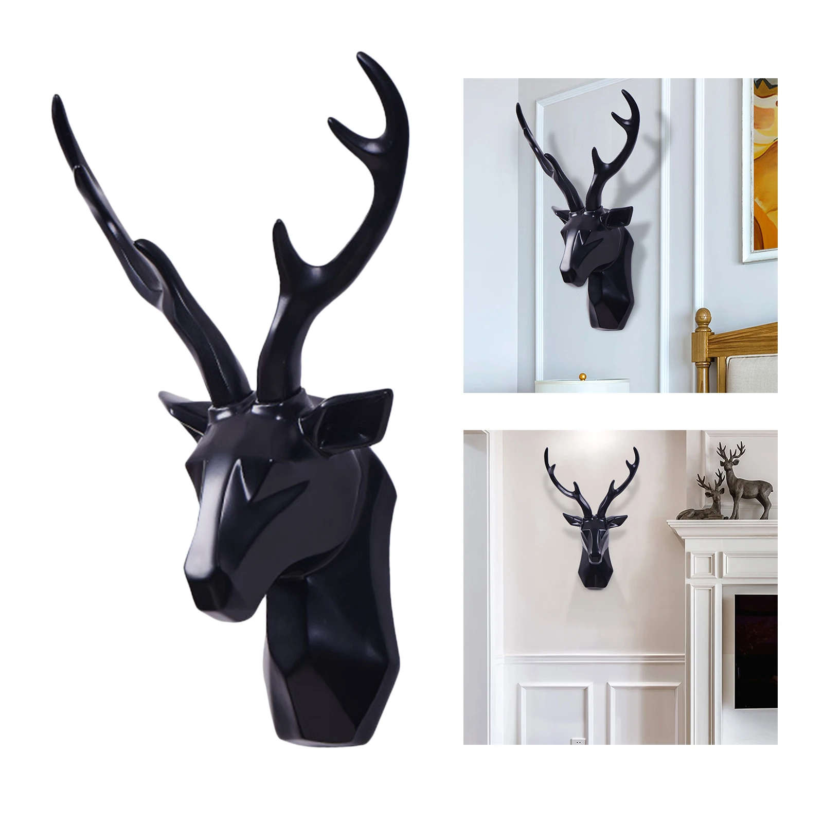 3D Deer Head Sculpture Wall Mount Simple Elegant Stag Resin Statue Farmhouse Figurines Bedroom Elk Home Cabinet Decor | Дом и сад