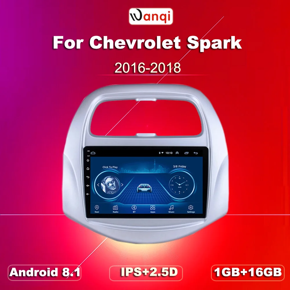 melhor Wanqi 9 Polegada Android 8.1 Multimídia Carro Dvd Jogador De Navegação Gps Estéreo Para Chevrolet 2016 2017 2018 Faísca Batida Com Wifi