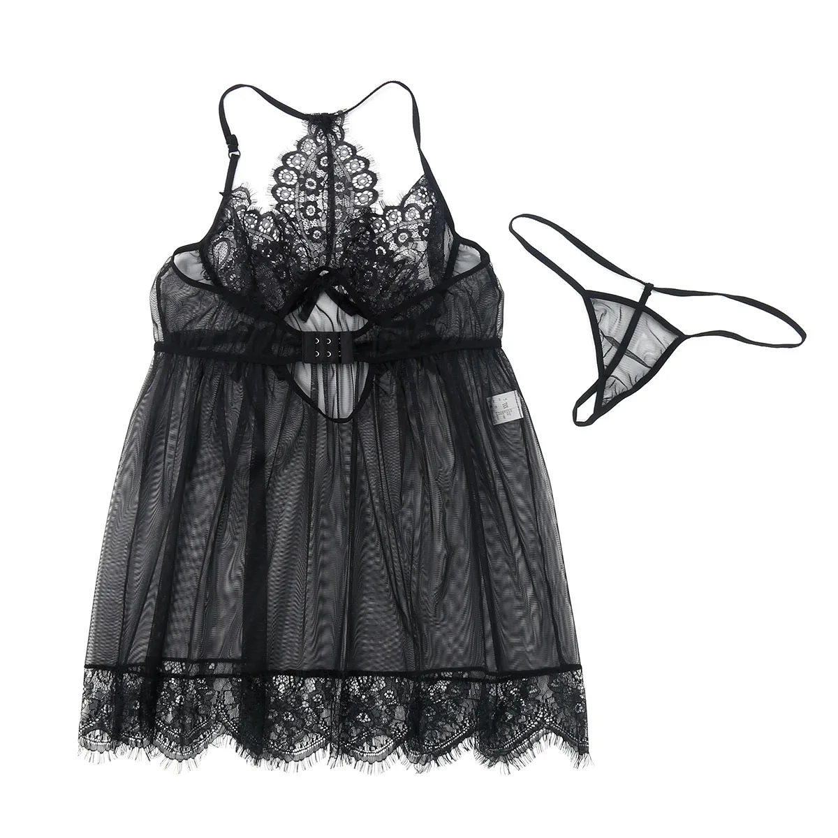 Сексуальное женское кружевное платье стринги ночная сорочка в стиле Babydoll