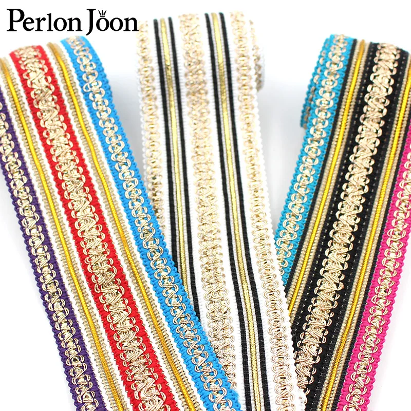 

2 yards 5.5cm wide miao hmong high quality color gold woven trim skirt robe clothing luggage home decoration lace webbing ZD0311