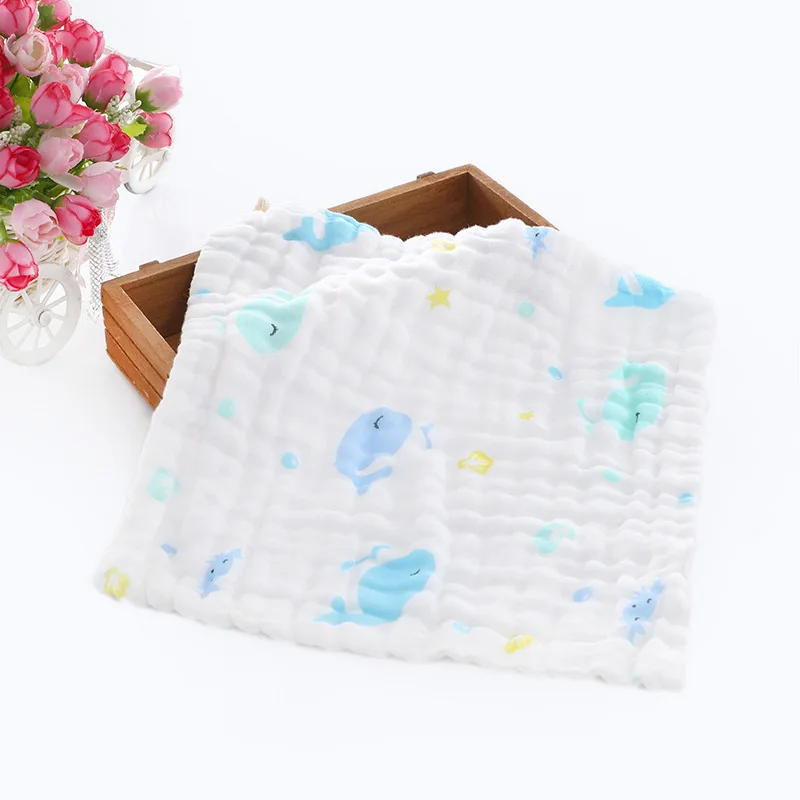 Детский слюнявчик 25*25 см детский мультяшный принт шестислойный марлевый