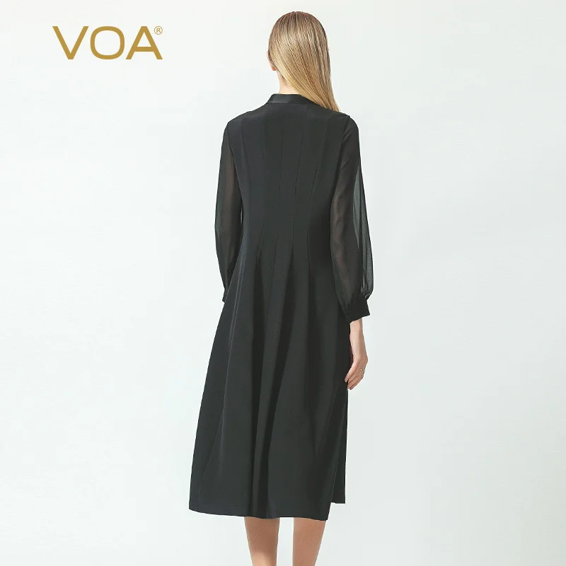 VOA Jet Black 36 мм тяжелая атласная стежка органза свободный лист дизайн Георгий рукав