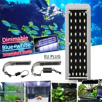 led aquarium light blue white 40 80cm super slim fish tank aquatic plant marine grow lighting lamp 40 leds eu plug